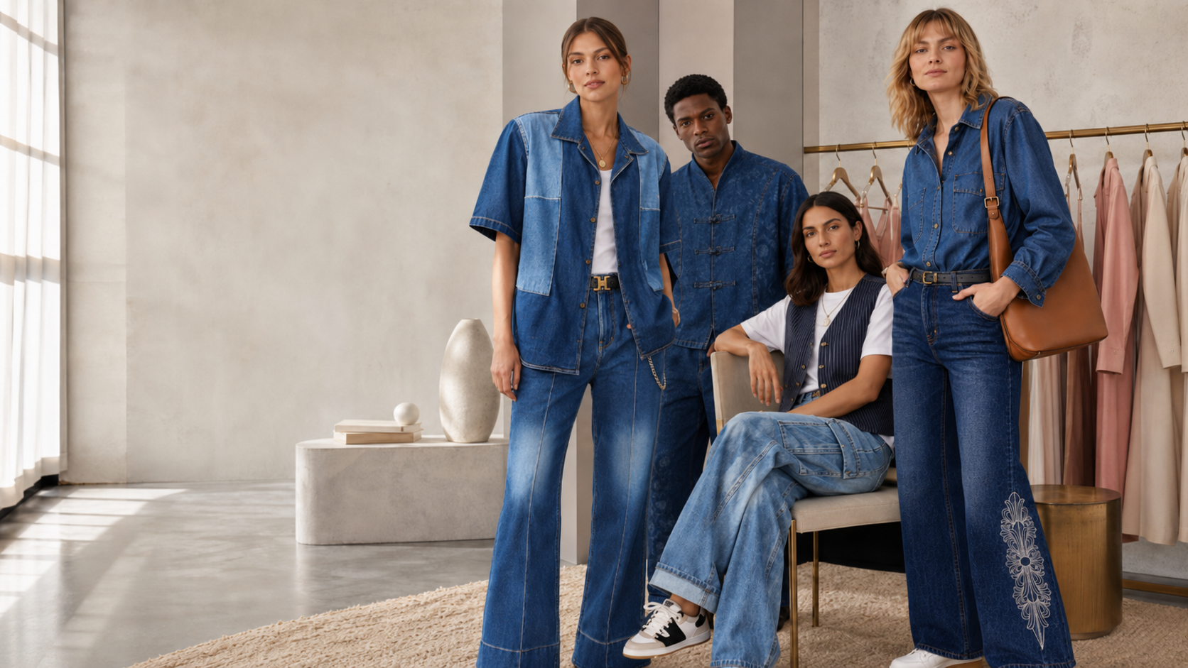 BÚLUX denim collection in the atelier